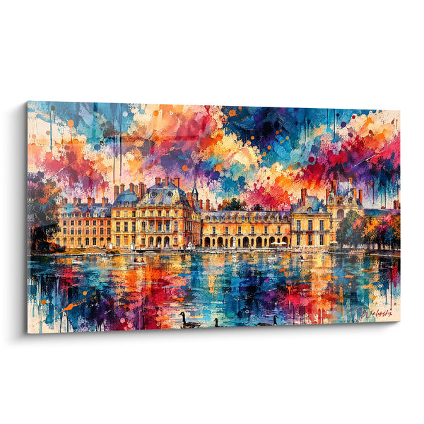 Tableau Château doré aux reflets bleus et roses - Ciel en fusion - Edition Château de Fontainebleau Île-de-France