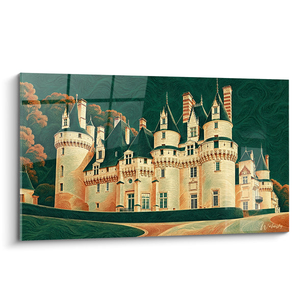 Tableau Château crème aux toits verts ciselés - Songe féodal - Edition Château d'Ussé Centre-Val de Loire France