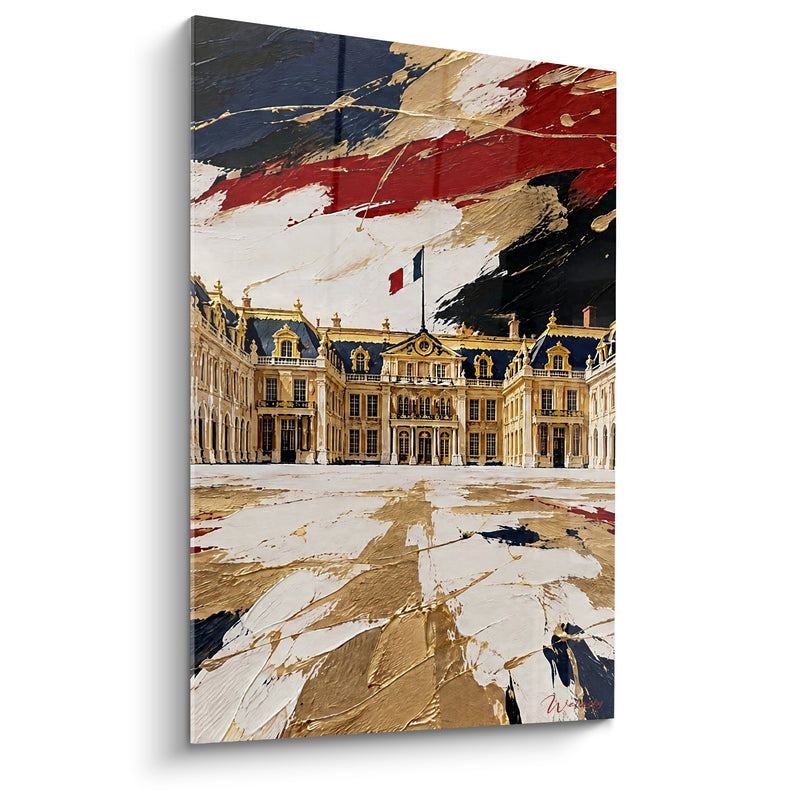 Quadro Château dorato a cielo blu notte e rosso - Sfarzo regale - Edizione Château de Versailles Île-de-France Francia