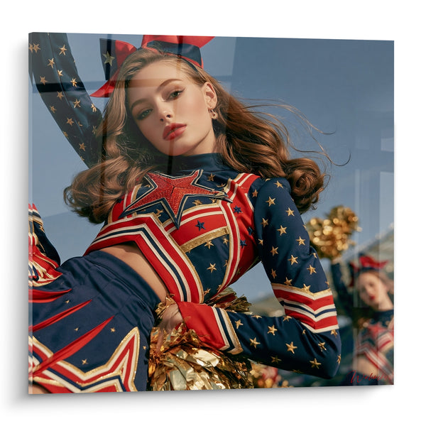 Tableau Cheerleader étoiles bleu marine et rouge - Éclat de stade - Edition Cheerleader