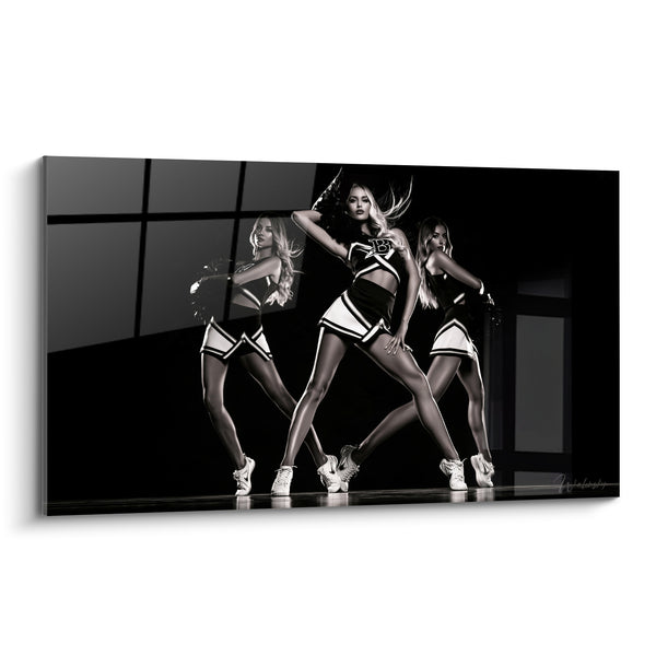 Tableau Pom-pom girls noir et blanc dynamiques - Rythme figé - Edition Cheerleader