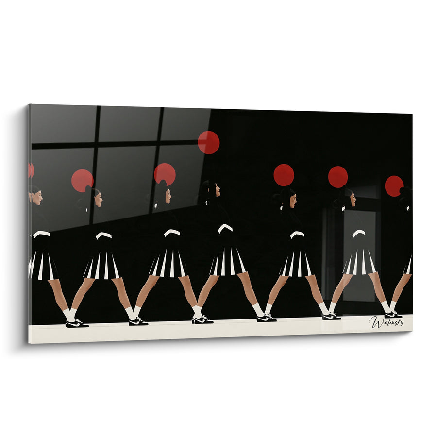 Tableau Meneuses de revue noires et blanches en rang - Cadence parfaite - Edition Cheerleader