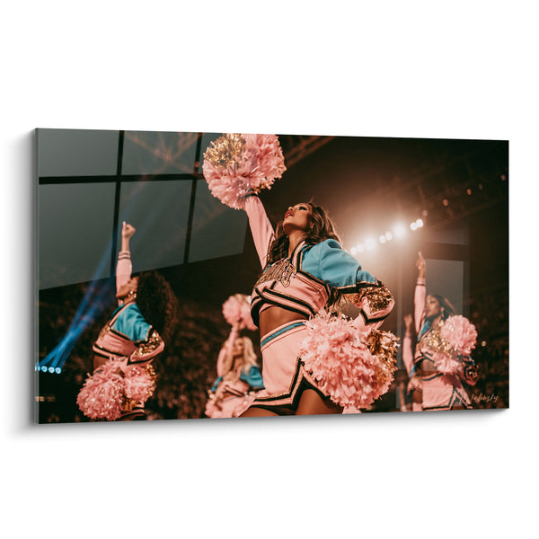 Tableau Meneuses rose et turquoise sous projecteurs - Ovation du stade - Edition Cheerleader