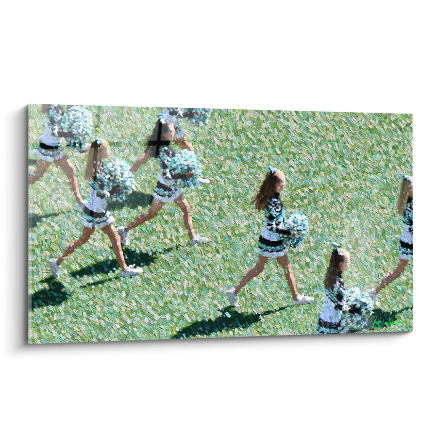 Tableau Pom-pom girls vert et blanc sur terrain - Défilé sportif - Edition Cheerleader