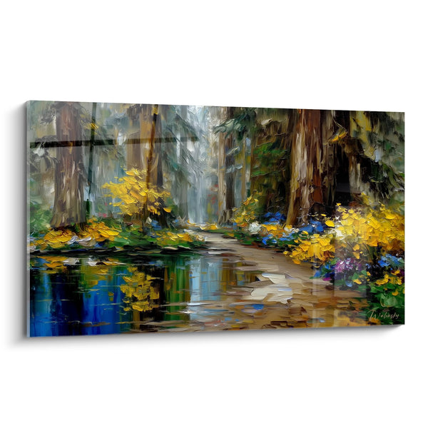 Tableau Chemin forestier automnal - Reflets dorés - édition Forêt