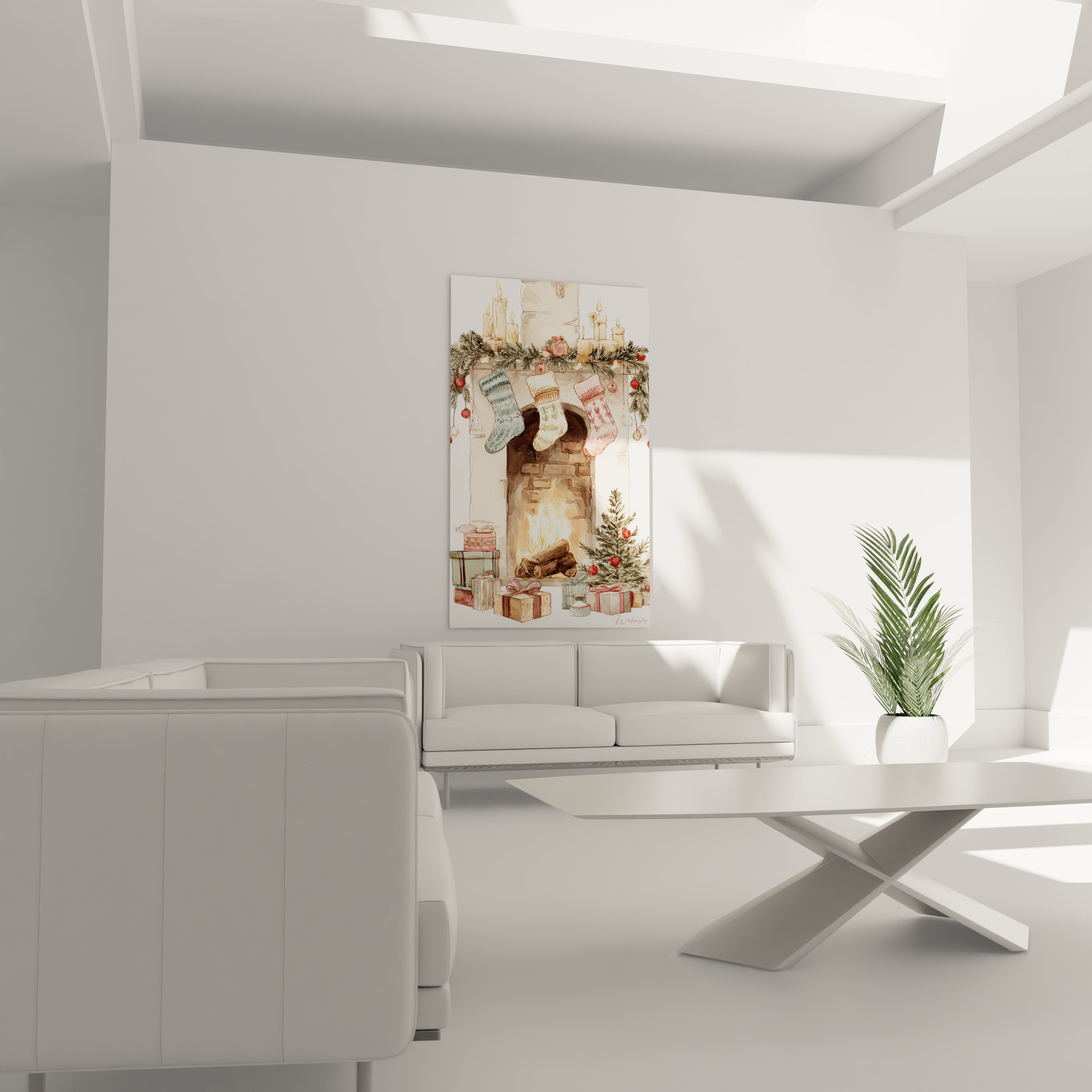 Tableau mural Walensky avec un design coloré, idéal pour la décoration de Noël, tableau cheminée Noël