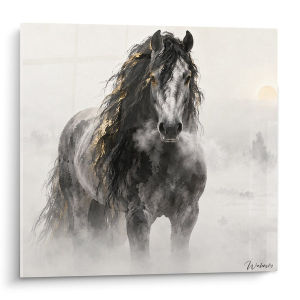 Tableau Crinière noire aux reflets dorés - Lever de brume - Edition Cheval Andalou