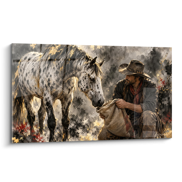Tableau Cheval Appaloosa moucheté offert par un cavalier - Lien de confiance - Edition Cheval Appaloosa
