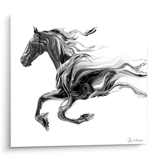 Horse in Motion Wall Art - Fluid Energy - Black and White Animals Edition