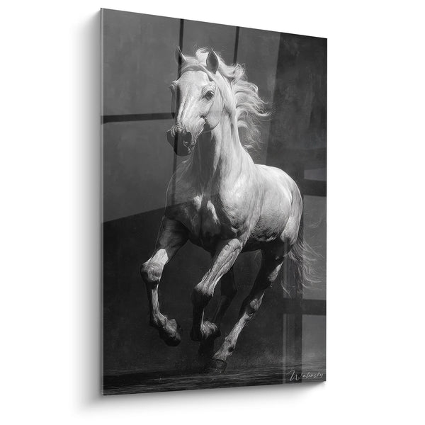 Cuadro Caballo al Galope - Poder Ecuestre - Edición animales blanco y negro