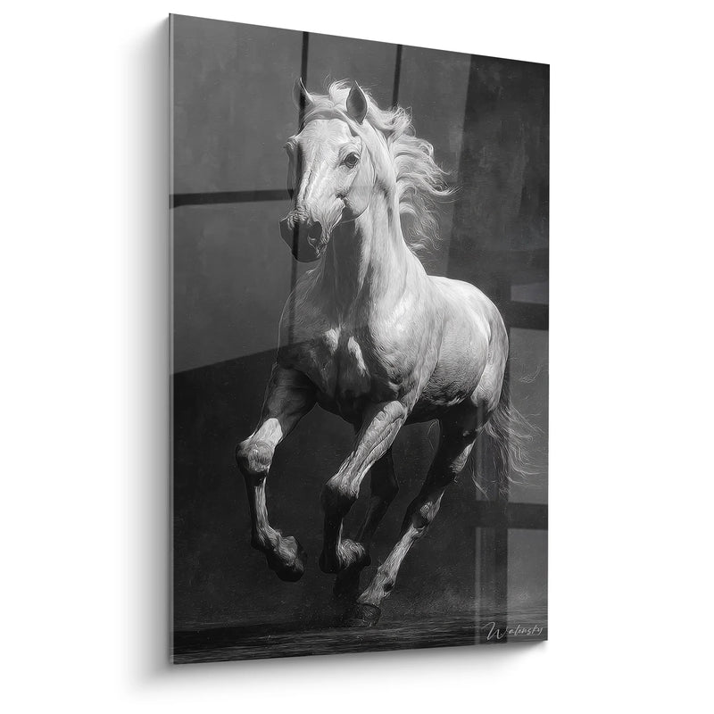 Galloping Horse Artwork - Equestrian Power - Black and White Animals Edition