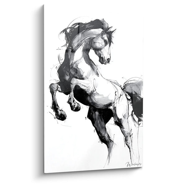 Cuadro de Caballo en Movimiento - Fuerza Majestuosa - Edición animales blanco y negro