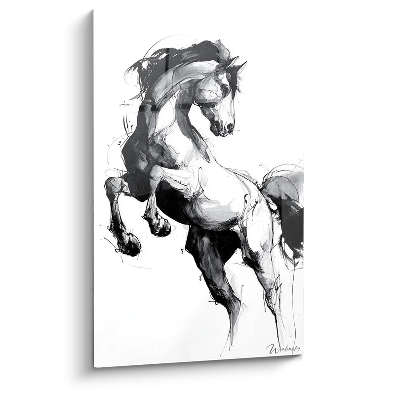 Horse in Motion Wall Art - Majestic Force - Black and White Animals Edition