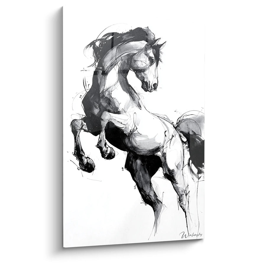 Tableau Cheval en Mouvement - Force Majestueuse - Edition animaux noir et blanc