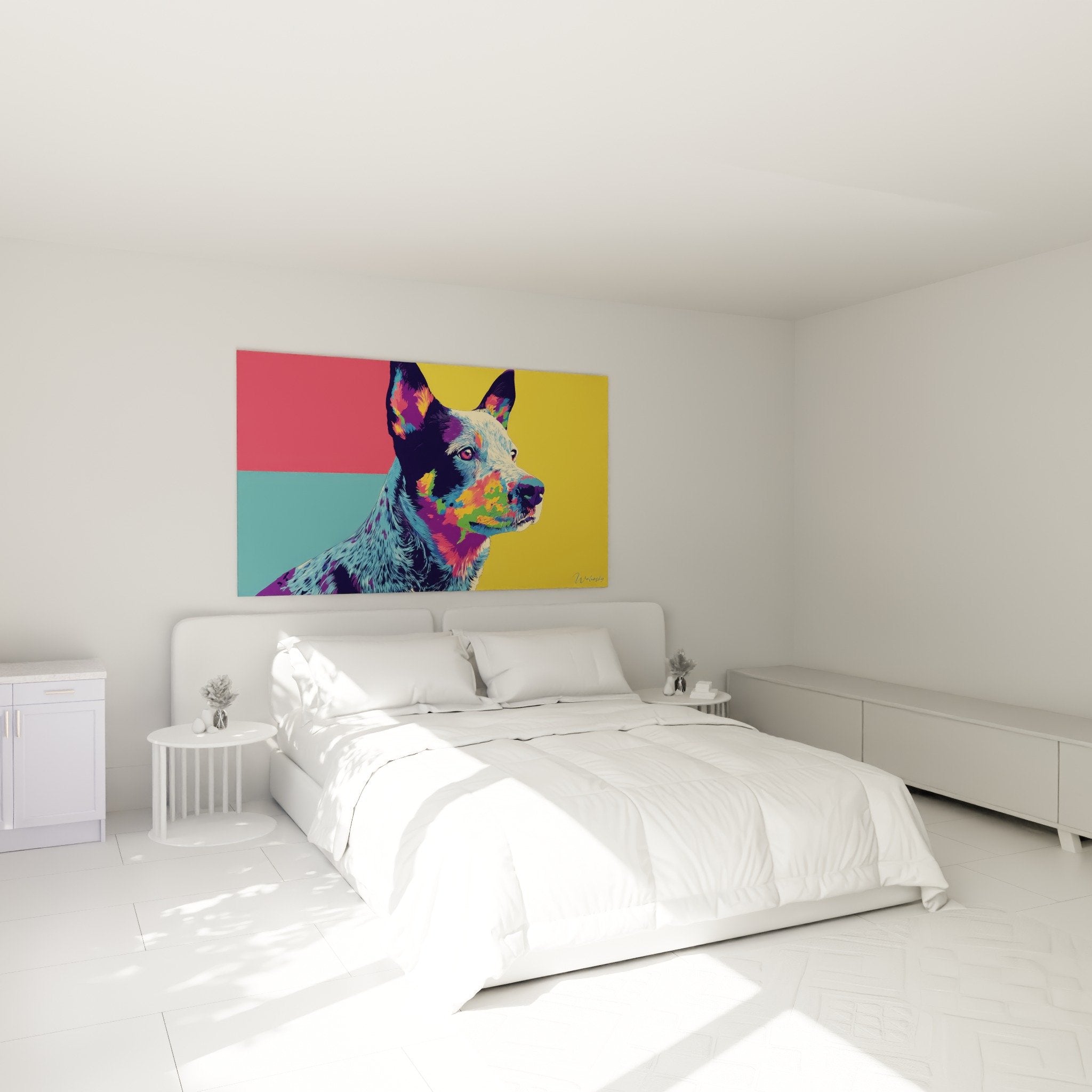 Tableau chien multicolore Australian Cattle Dog decoration murale chambre moderne