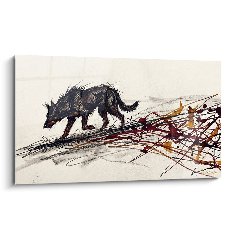 Tableau Chien Noir Traits Expressifs sur Fond Éclaboussures Colorées - Énergie Sauvage - Edition Beauceron