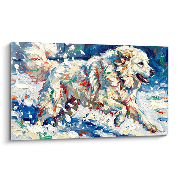 Quadro Cane Bianco nella Neve - Evasione Invernale - Edizione Montagna dei Pirenei