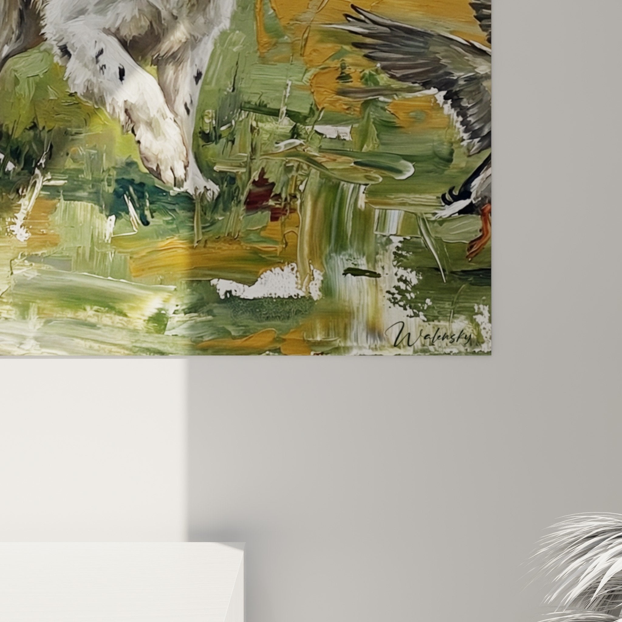 hunting dog game water perspective living room wall art decoration landseer