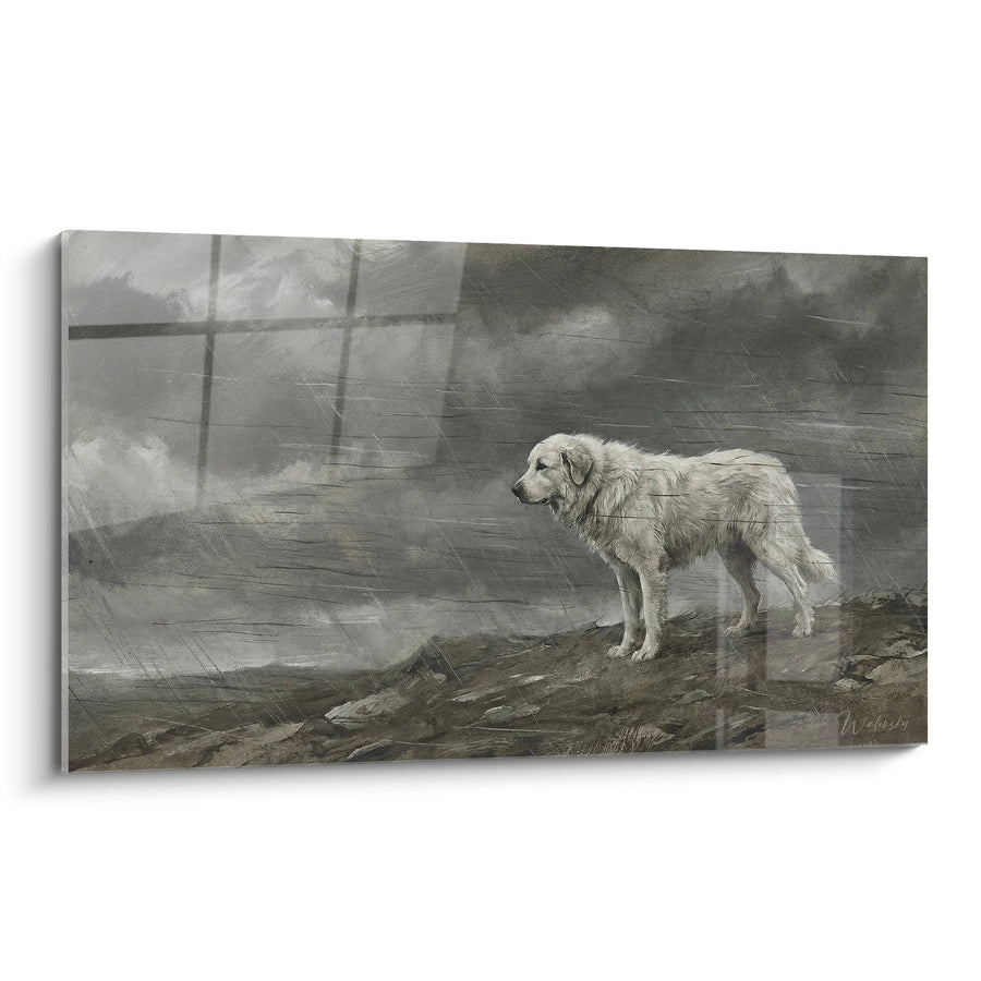 Tableau Chien de Montagne sous l'Orage - Fidélité Éternelle - Edition Montagne des Pyrénées