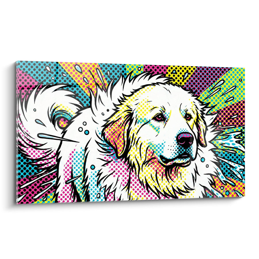 Obraz psa w żywych kolorach Pop Art – Eksplozja Artystyczna – Edycja Góry Pirenejów