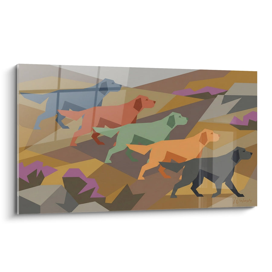 Tableau Chiens Stylisés Géométriques Multicolores - Meute Cubiste - Edition Setter Anglais