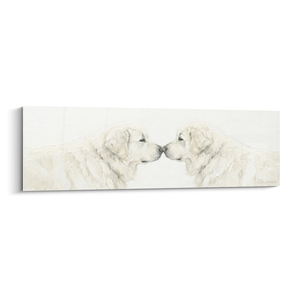 Tableau Deux Chiens Blancs se Touchant le Museau - Tendresse Canine - Edition Leonberg