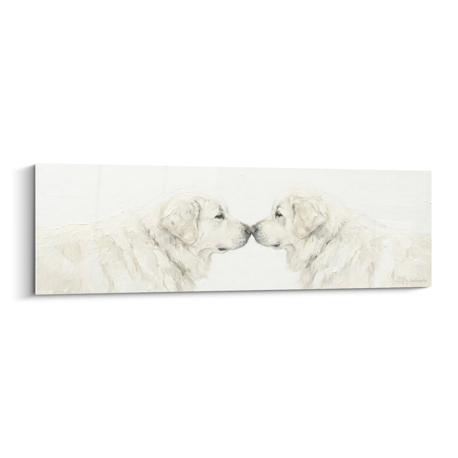 Tableau Deux Chiens Blancs se Touchant le Museau - Tendresse Canine - Edition Leonberg