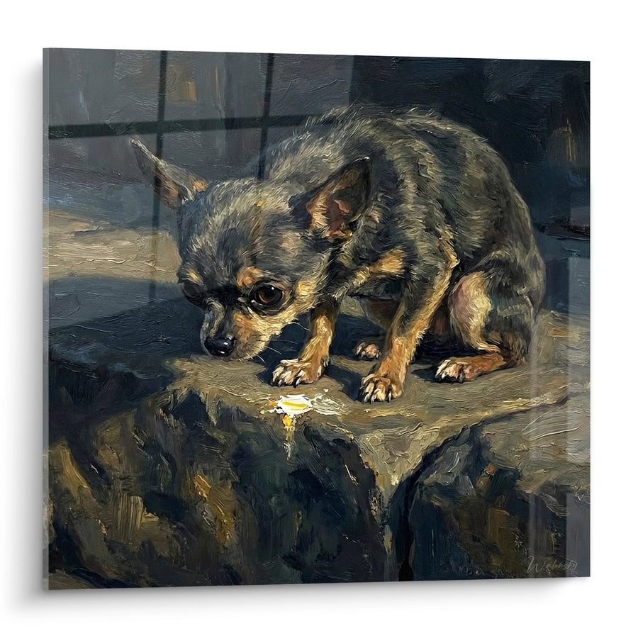 Tableau Chihuahua Craintif aux Tons Bruns - Regard Mélancolique - Edition Tableau Chihuahua