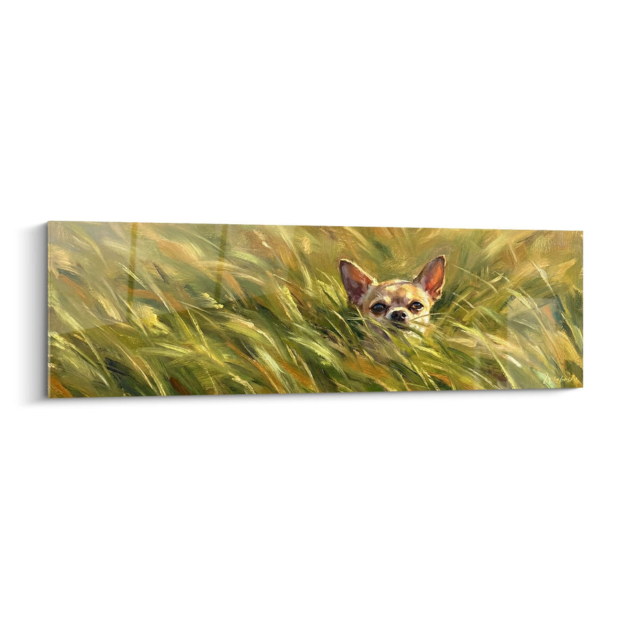 Tableau Chihuahua dans les Herbes Dorées - Regard Tendre - Edition Tableau Chihuahua