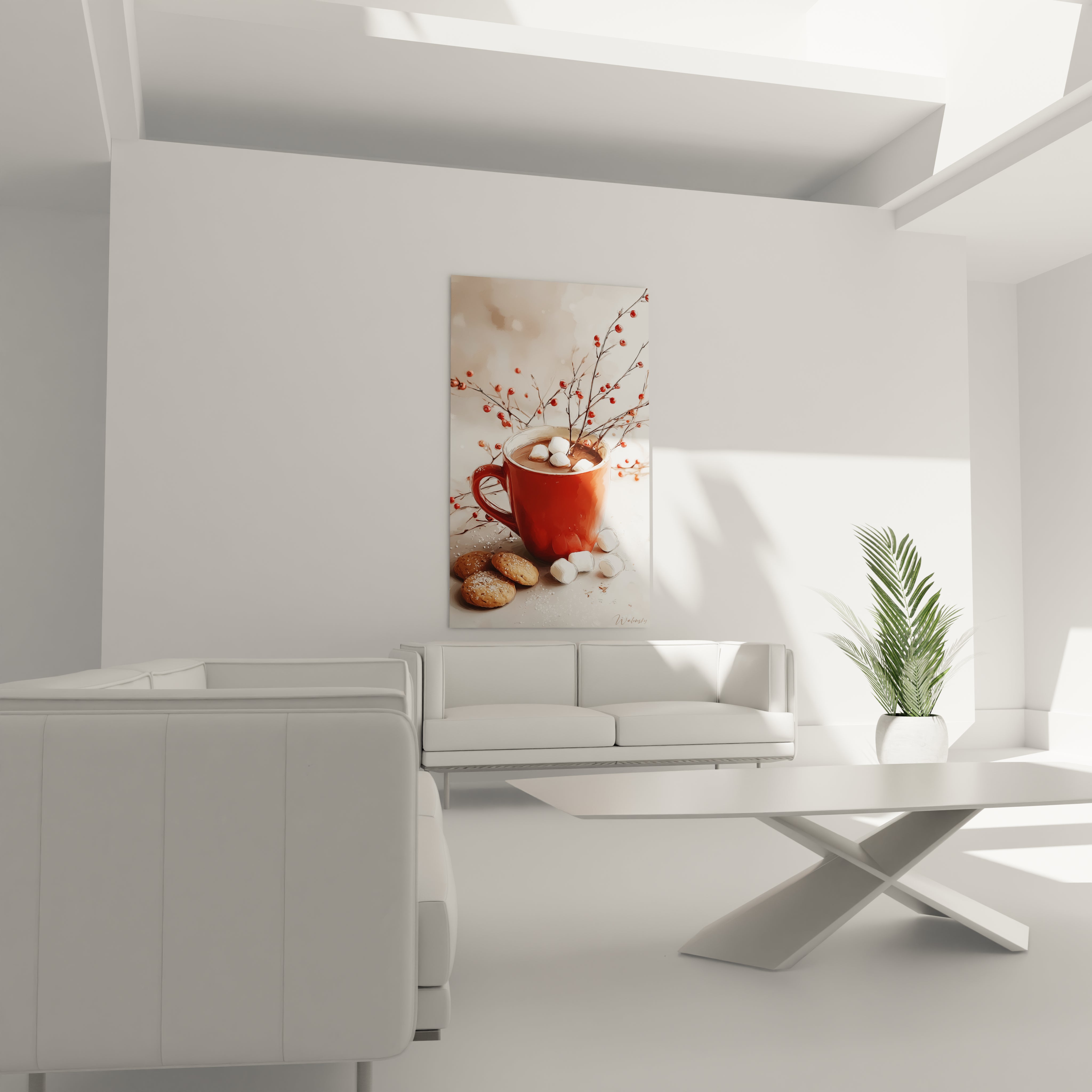 Tableau chocolat décoration murale Noël avec un portrait artistique et des couleurs vibrantes