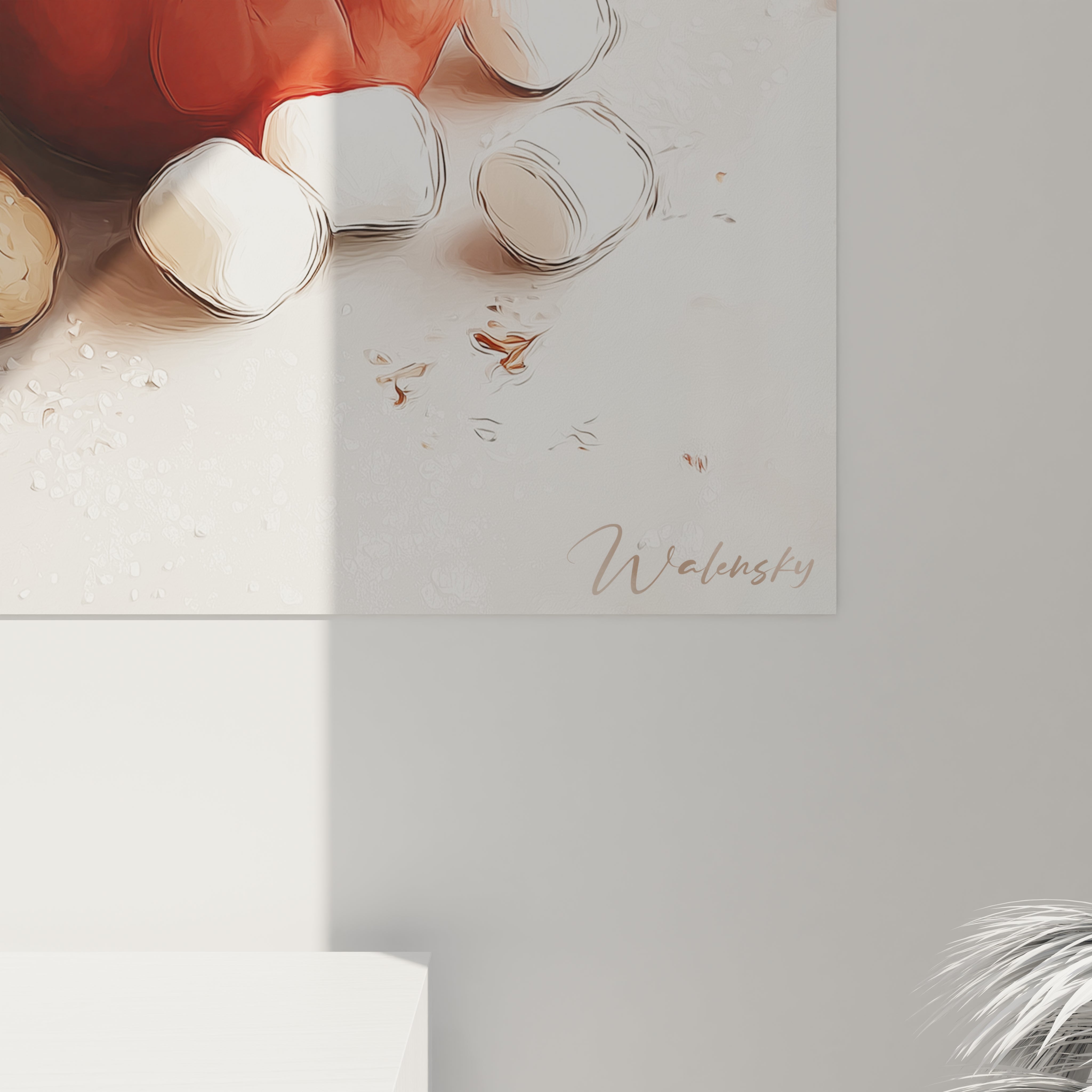 Tableau chocolat décoration murale Noël avec des guimauves sur fond élégant