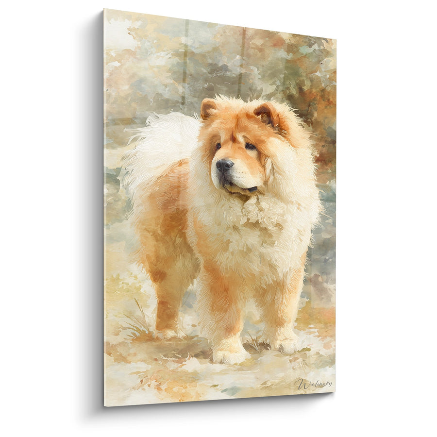 Tableau Chien Pelucheux aux Tons Dorés - Portrait Majestueux - Edition Chow Chow