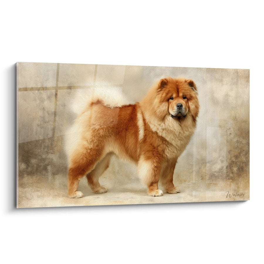 Tableau Chien Roux à Poils Longs en Portrait Majestueux - Noblesse Canine - Edition Chow Chow
