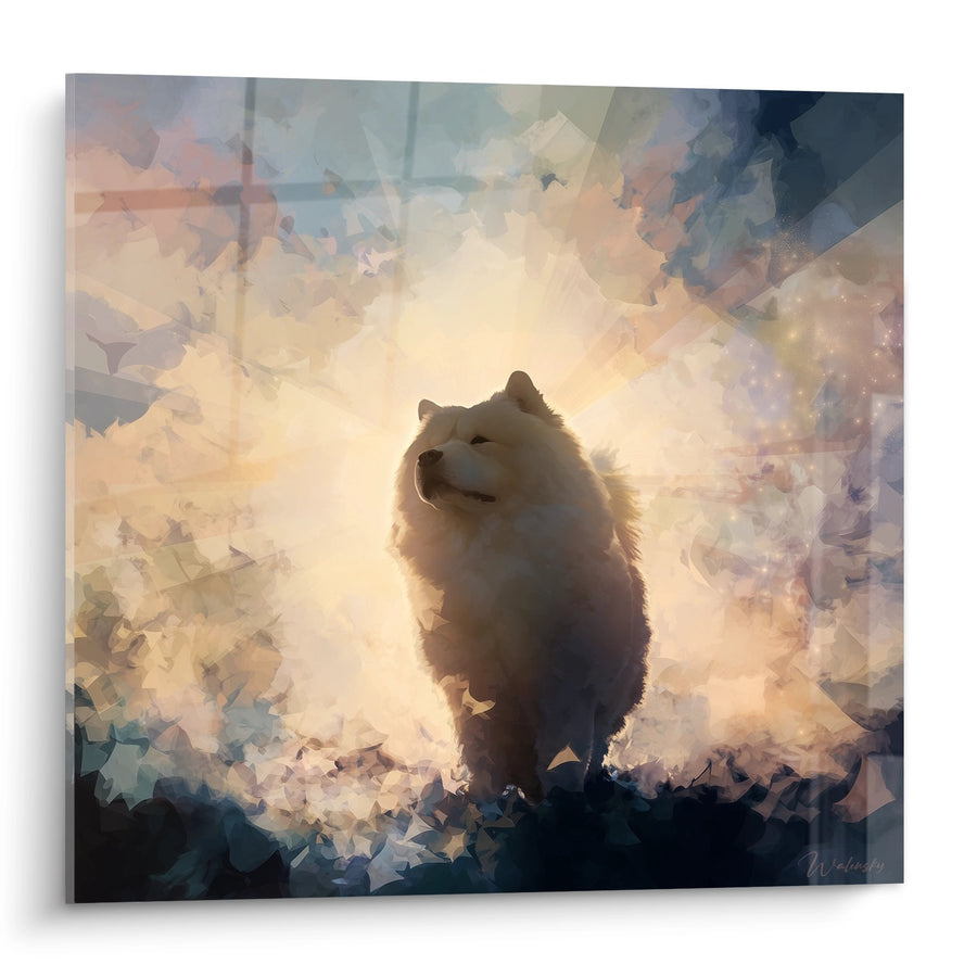 Tableau Chow Chow Silhouette Lumineuse sur Nuages Dorés - Sérénité Céleste - Edition Chow Chow