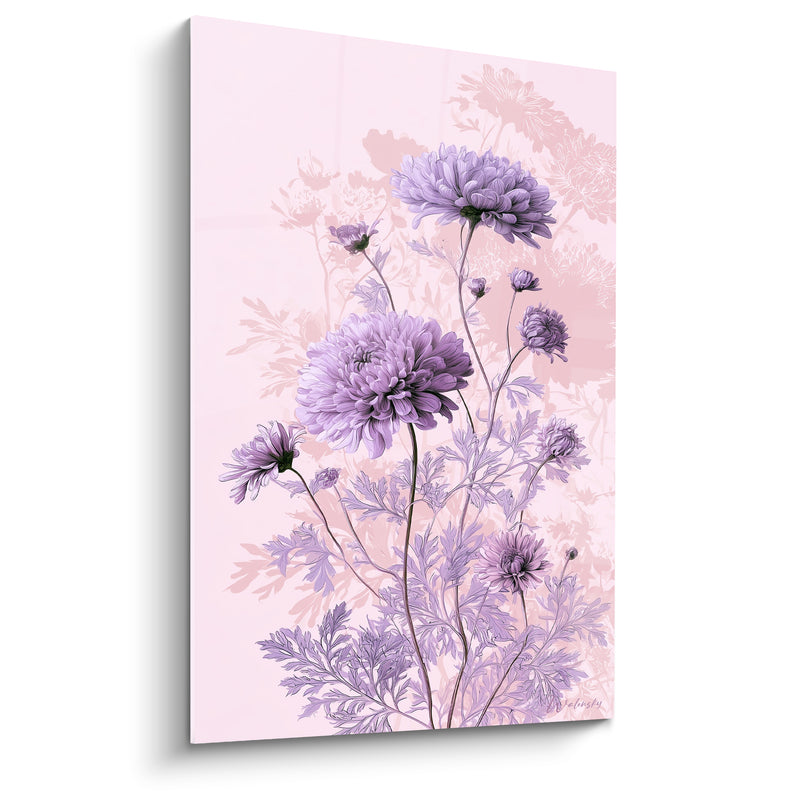 Tableau Chrysanthèmes mauves aux tiges élancées - Bouquet de sérénité - Edition Chrysanthème