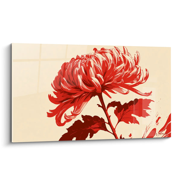 Gemälde Chrysantheme rote Blütenblätter - Üppige Blüte - Edition Chrysantheme