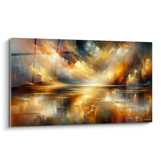 Tableau Cité des Reflets Dorés - Édition Abstrait