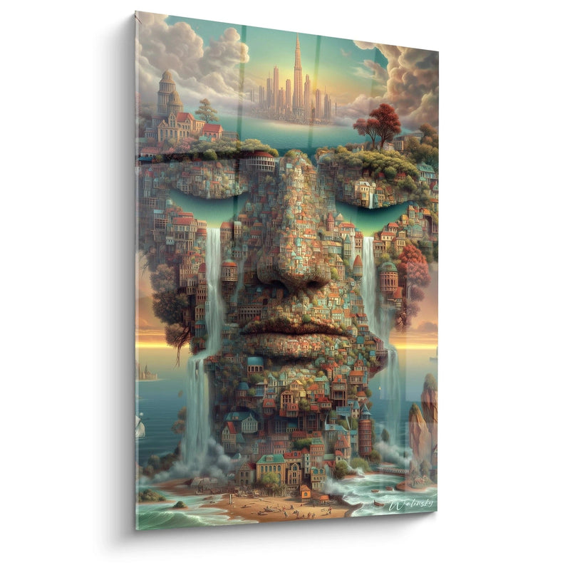 Floating City Impossible Waterfalls Painting - Surrealism Edition
