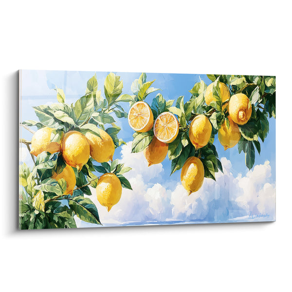Yellow Branch and Blue Sky with Cloudy Canvas - Slices Suspended in the Wind - Lemon Edition