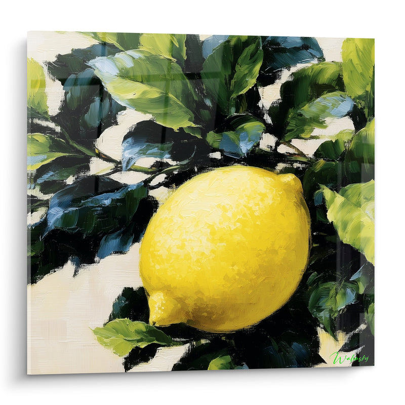 Tableau Citron jaune suspendu à sa branche - Verger ensoleillé - Edition Citron