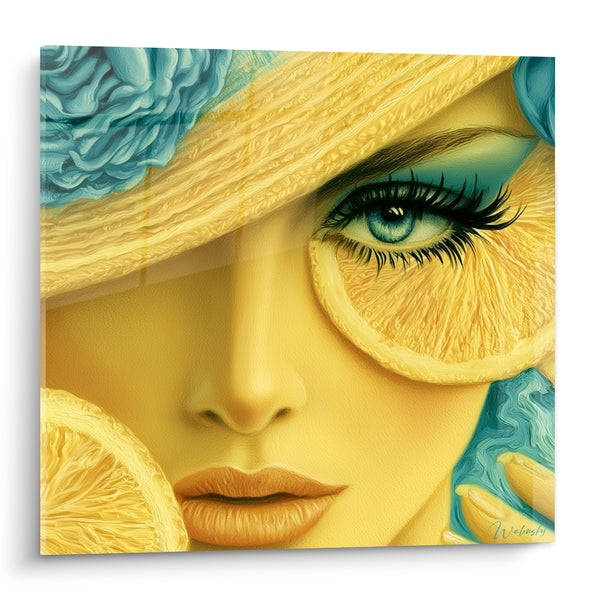 Yellow Face with Lemon Slices Painting - Citrus Glow - Lemon Edition