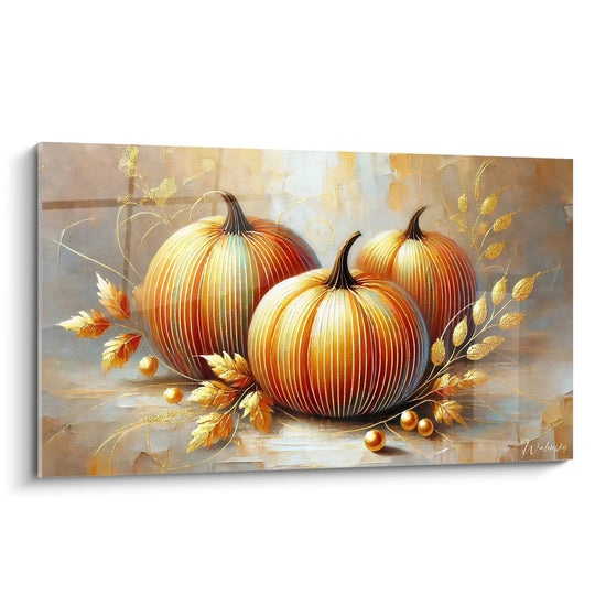 Golden Pumpkins Wall Art - Autumn Landscape Edition