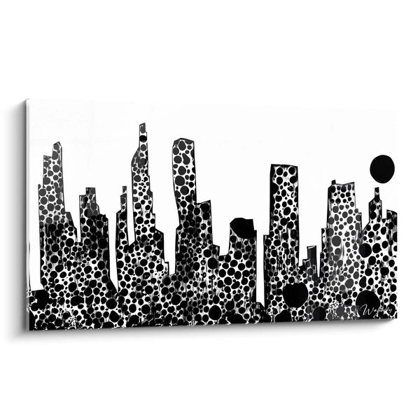Cuadro Paisaje Urbano Molecular - edición manchada blanco y negro