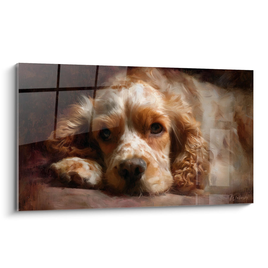 Tableau Cocker aux Yeux Tendres Allongé au Sol - Douceur Canine - Edition Cocker Americain