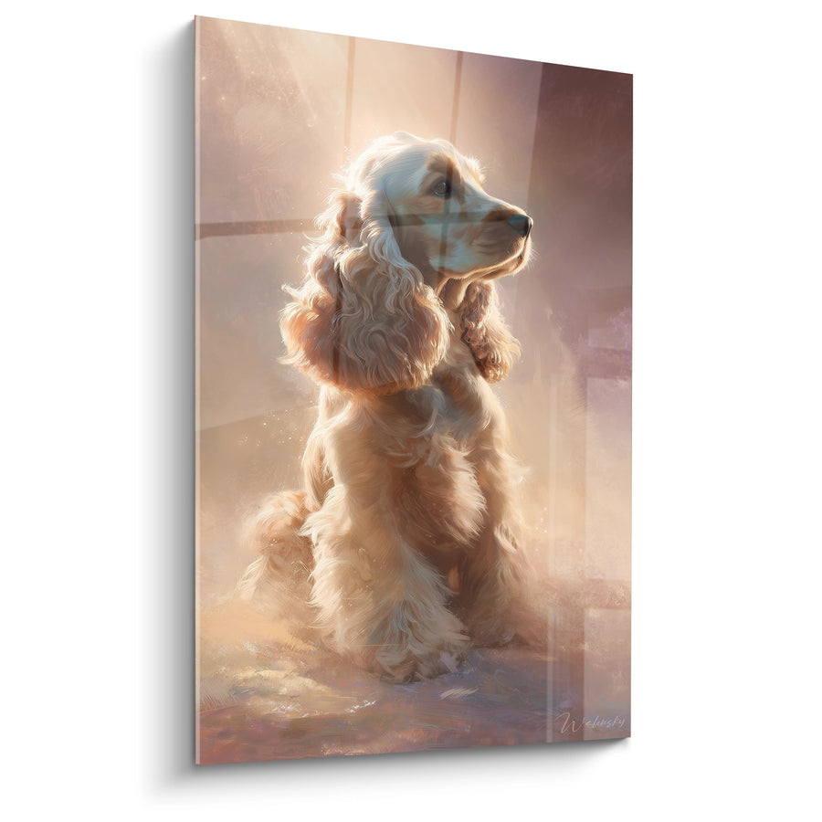 Tableau Cocker Doré aux Boucles Soyeuses dans la Lumière - Élégance Canine - Edition Cocker Americain