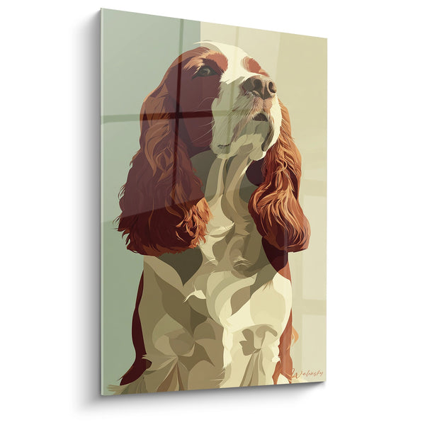 Cuadro de Cocker Spaniel Rojo y Blanco, Retrato Estilizado - Mirada Noble - Edición Cocker Americano