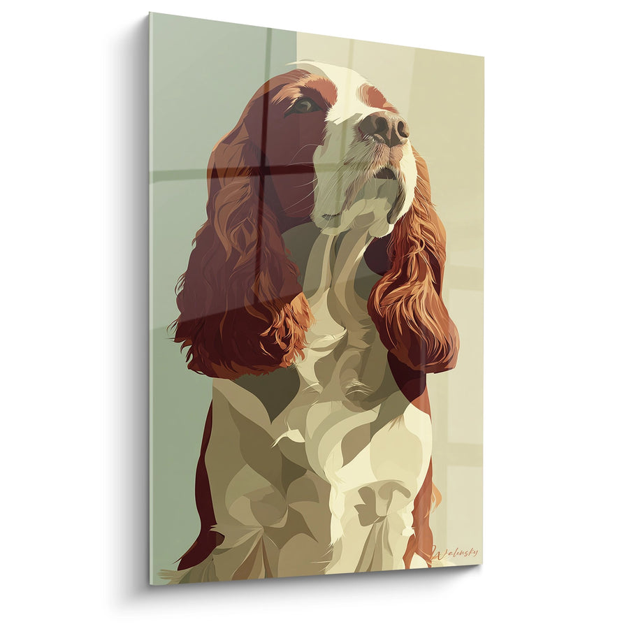 Tableau Cocker Épagneul Roux et Blanc Portrait Stylisé - Regard Noble - Edition Cocker Americain