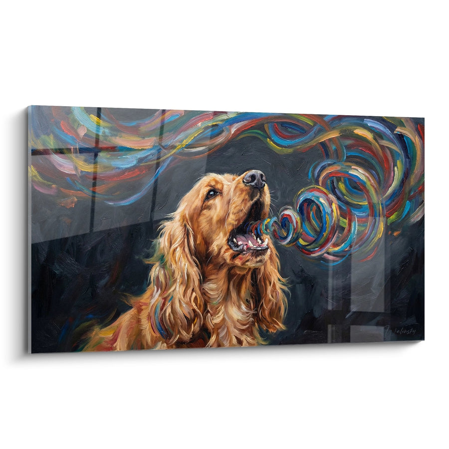 Golden Dog Painting with Colorful Spirals - Artistic Breath - English Cocker Edition