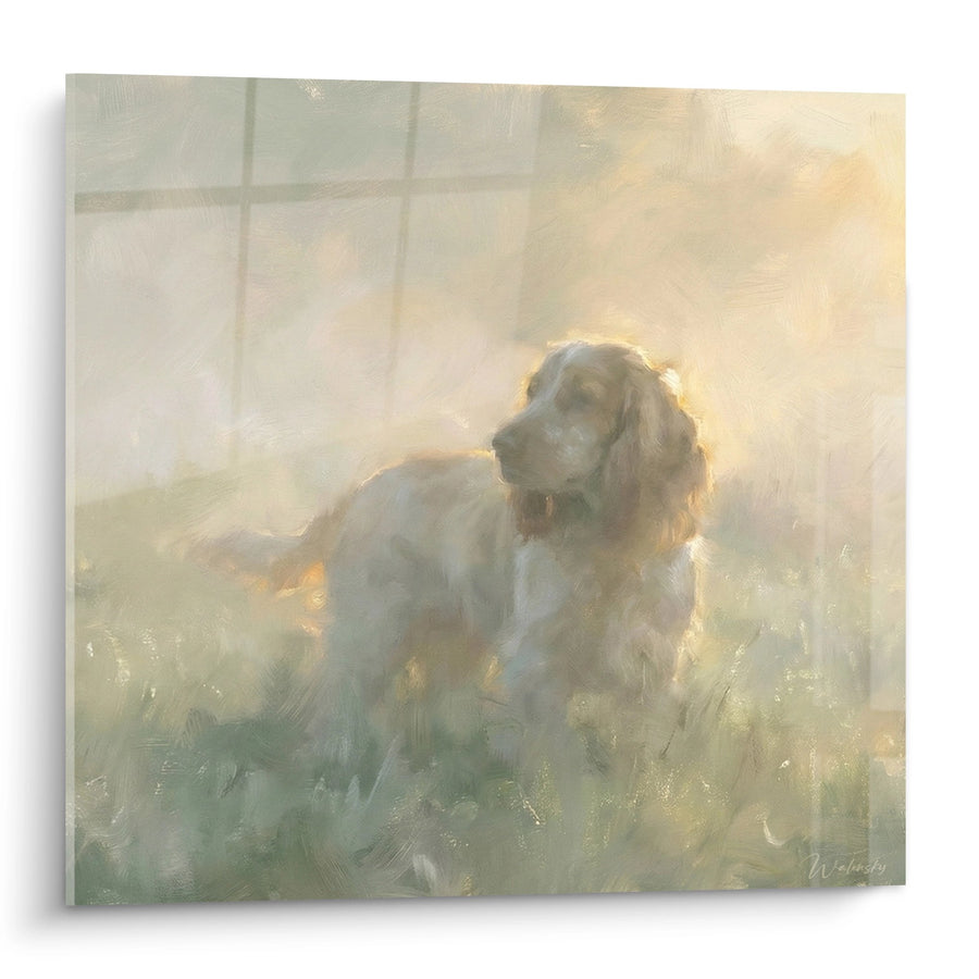 Schilderij Gouden Hond in het Ochtendlicht - Gouden Sereniteit - Engelse Cocker Spaniel Editie