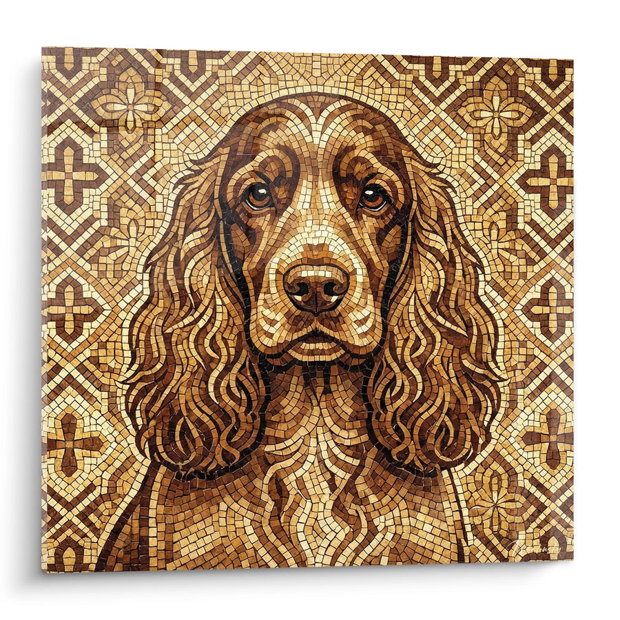 Tafel Hond met Golvende Oren in Byzantijns Mozaïek - Gouden Portret - Engelse Cocker Editie